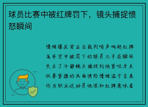 球员比赛中被红牌罚下，镜头捕捉愤怒瞬间